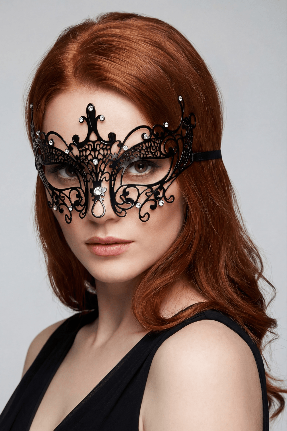 Masque vénitien Lucia rigide avec strass