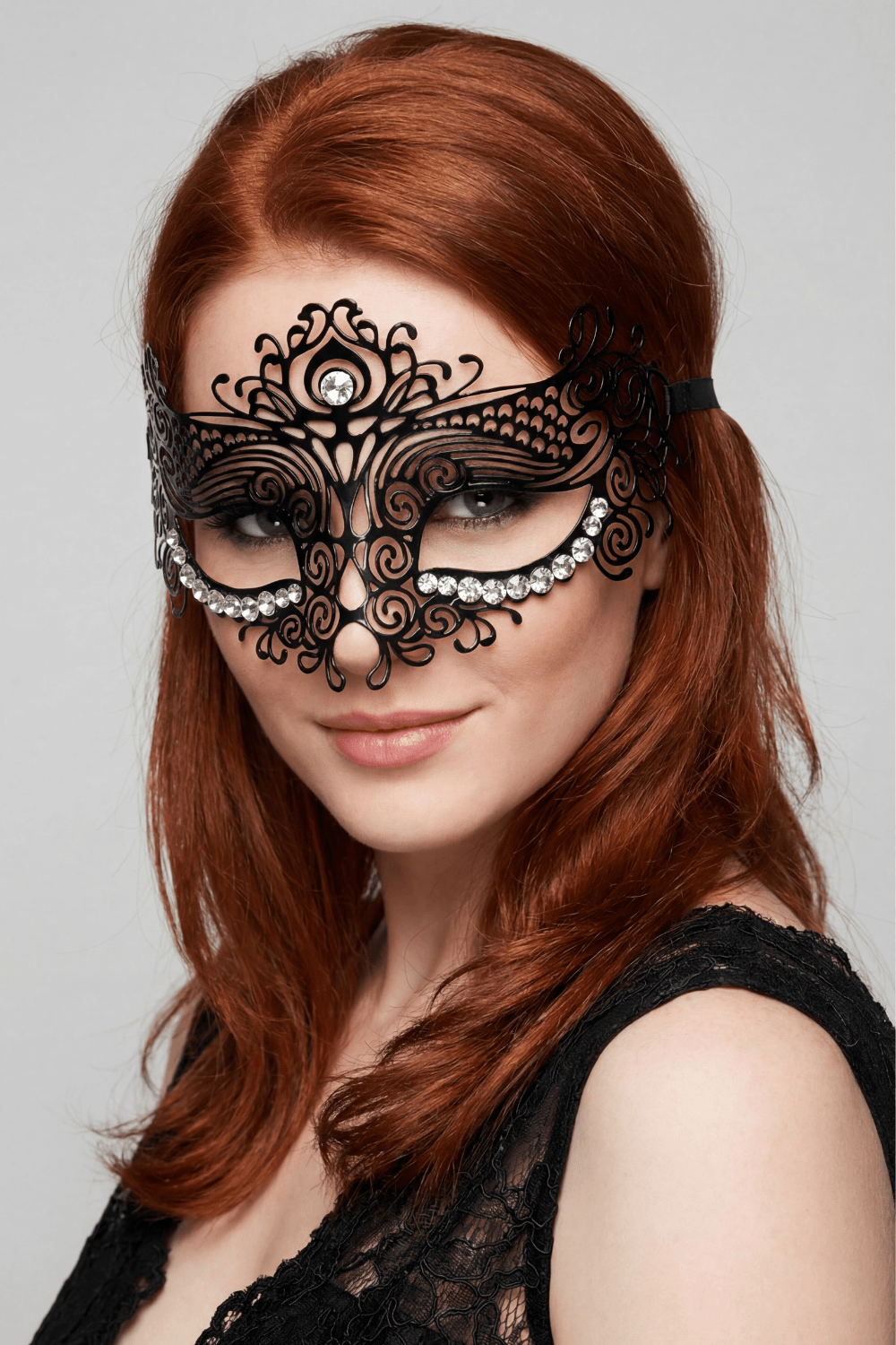Masque vénitien Ornella rigide avec strass