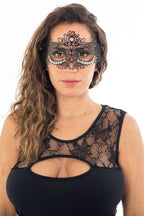 Masque vénitien Ornella rigide avec strass