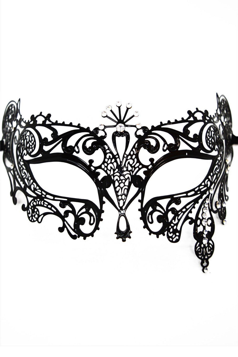 Masque vénitien Bianca rigide doré avec strass