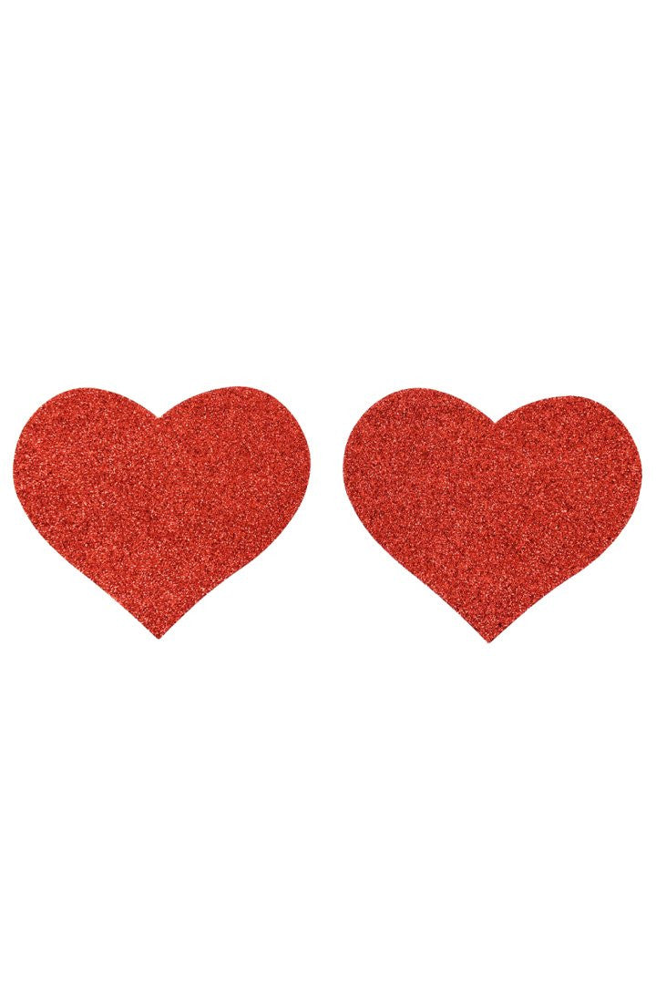 Paire de cache tétons adhésifs coeur pailleté