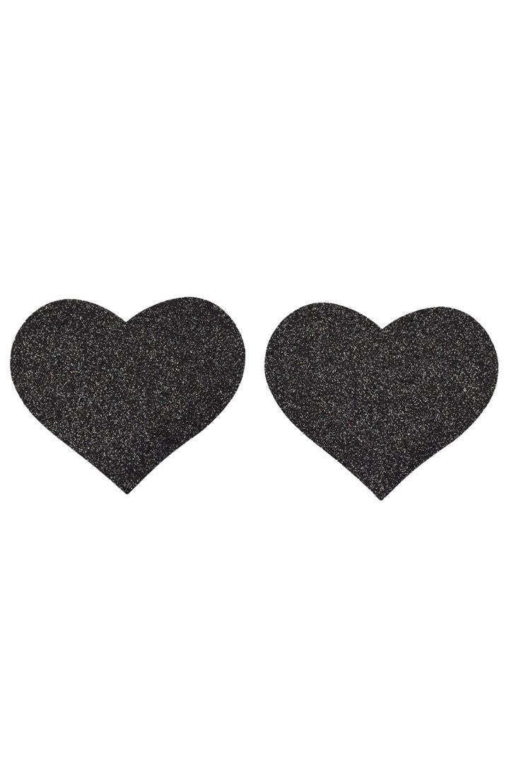 Paire de cache tétons adhésifs coeur pailleté