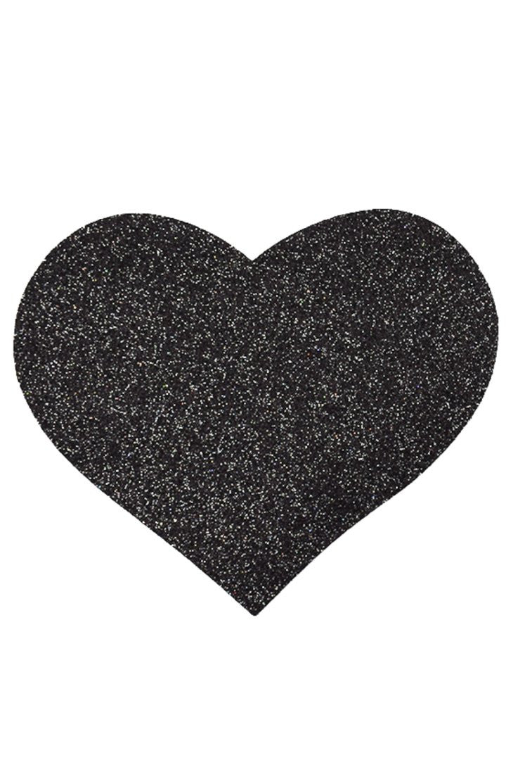 Paire de cache tétons adhésifs coeur pailleté