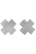 Paire de cache tétons adhésifs croix pailletée