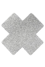 Paire de cache tétons adhésifs croix pailletée