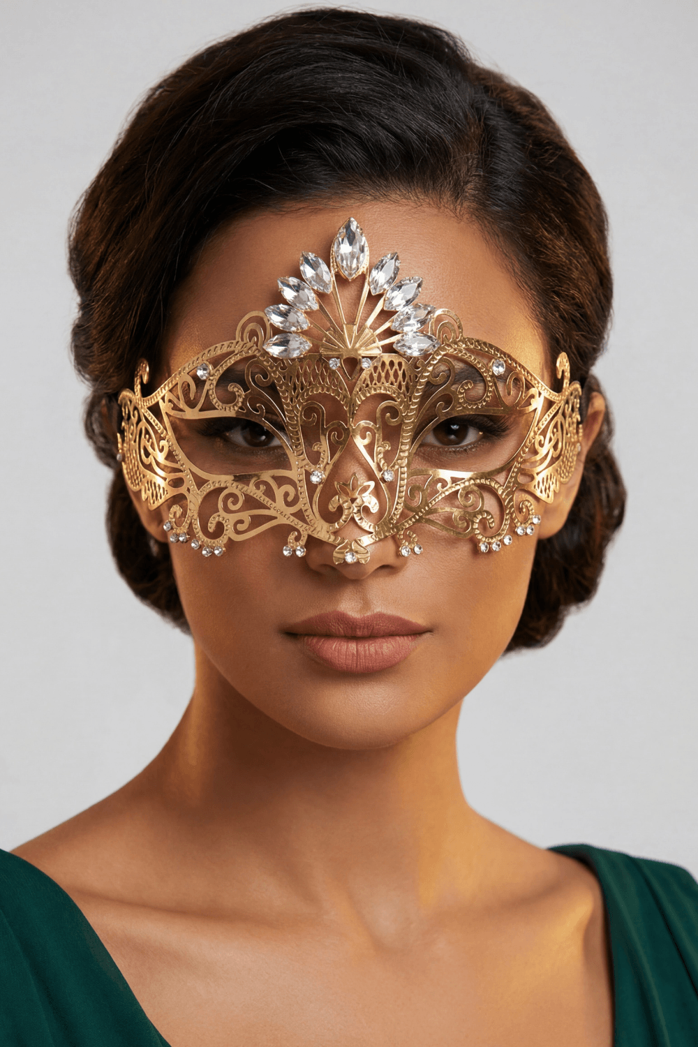 Masque vénitien Gemma rigide avec strass