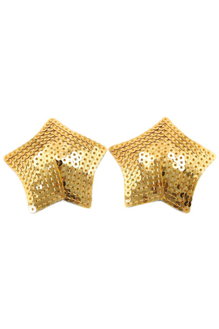 Paire de cache tétons adhésifs étoile pailletée sequin
