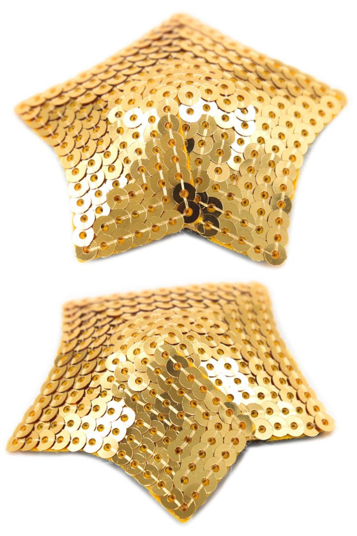 Paire de cache tétons adhésifs étoile pailletée sequin