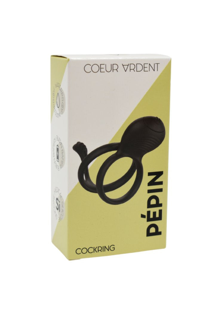 PEPIN, Cockring à double anneaux dans un silicone médical doux avec 1 mode de vibration