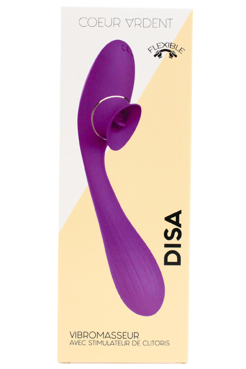 Stimulateur Clitoridien avec langue Vibromasseur Point G 2-en-1 DISA Violet Cœur Ardent
