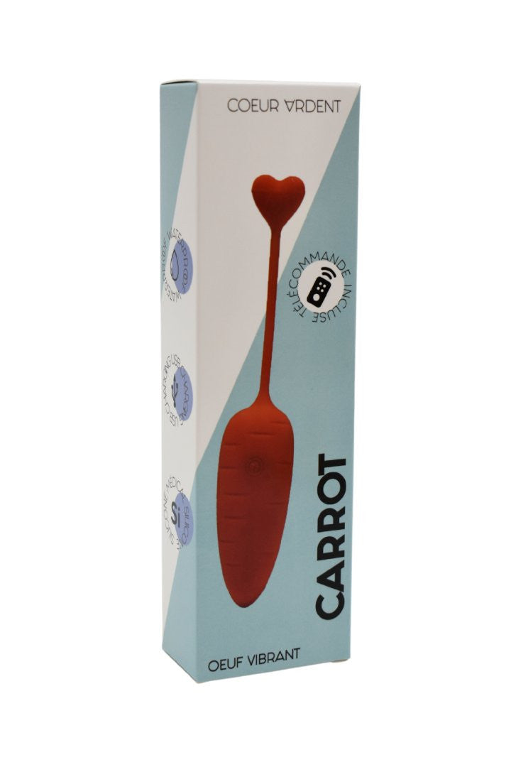 CARROT, Un Œuf vibrant avec télécommande, couleur et forme Carotte en silicone médical