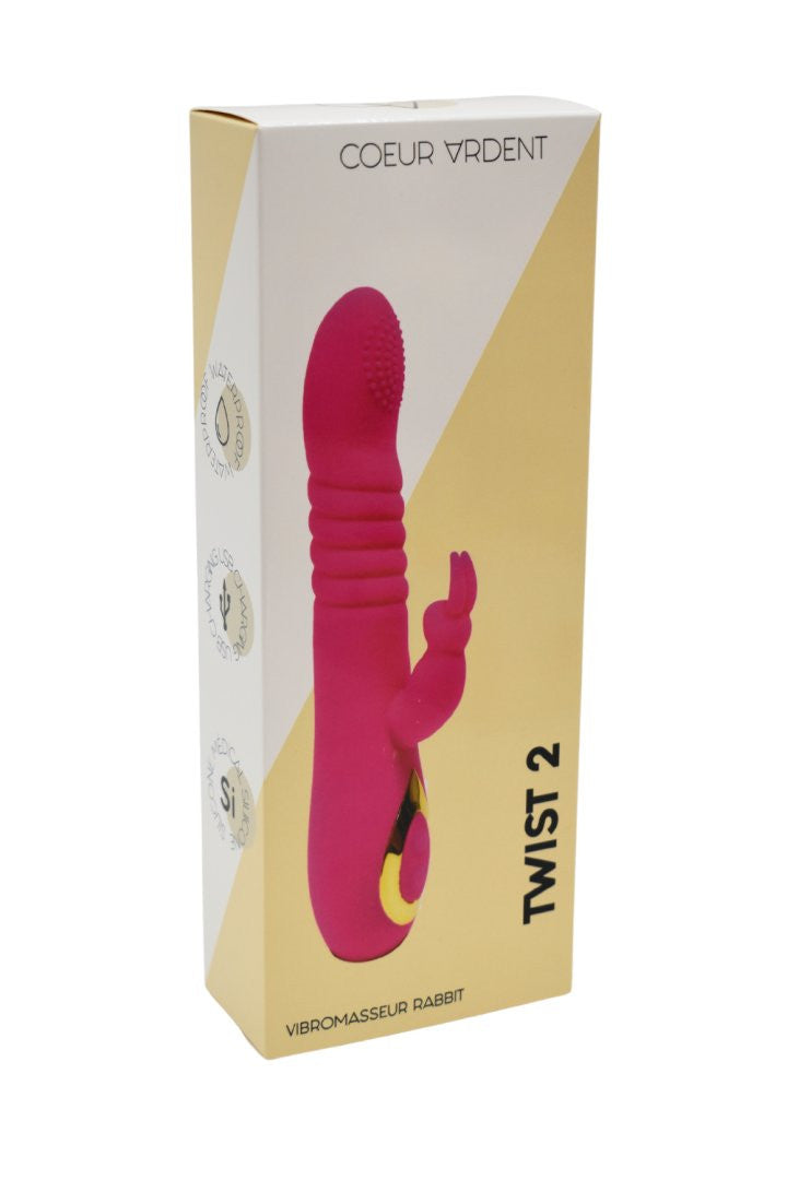TWIST 2 , Vibromasseur Rabbit va-et-vient USB en silicone médical, doté de 18 modes de stimulation