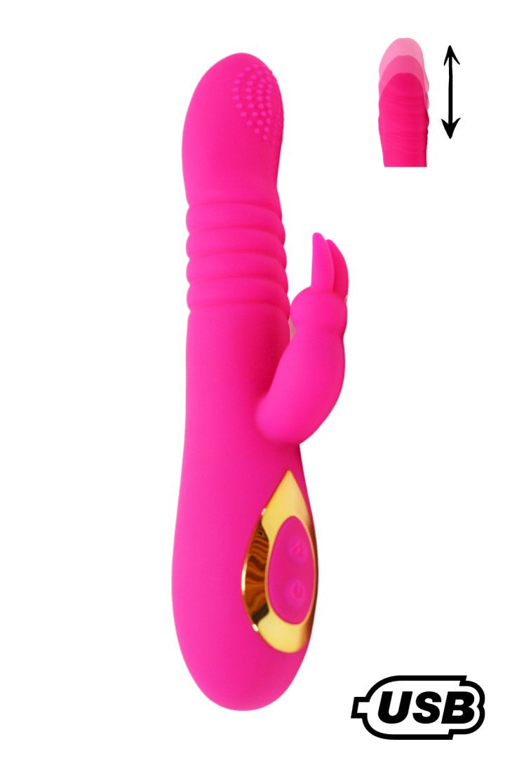 TWIST 2 , Vibromasseur Rabbit va-et-vient USB en silicone médical, doté de 18 modes de stimulation