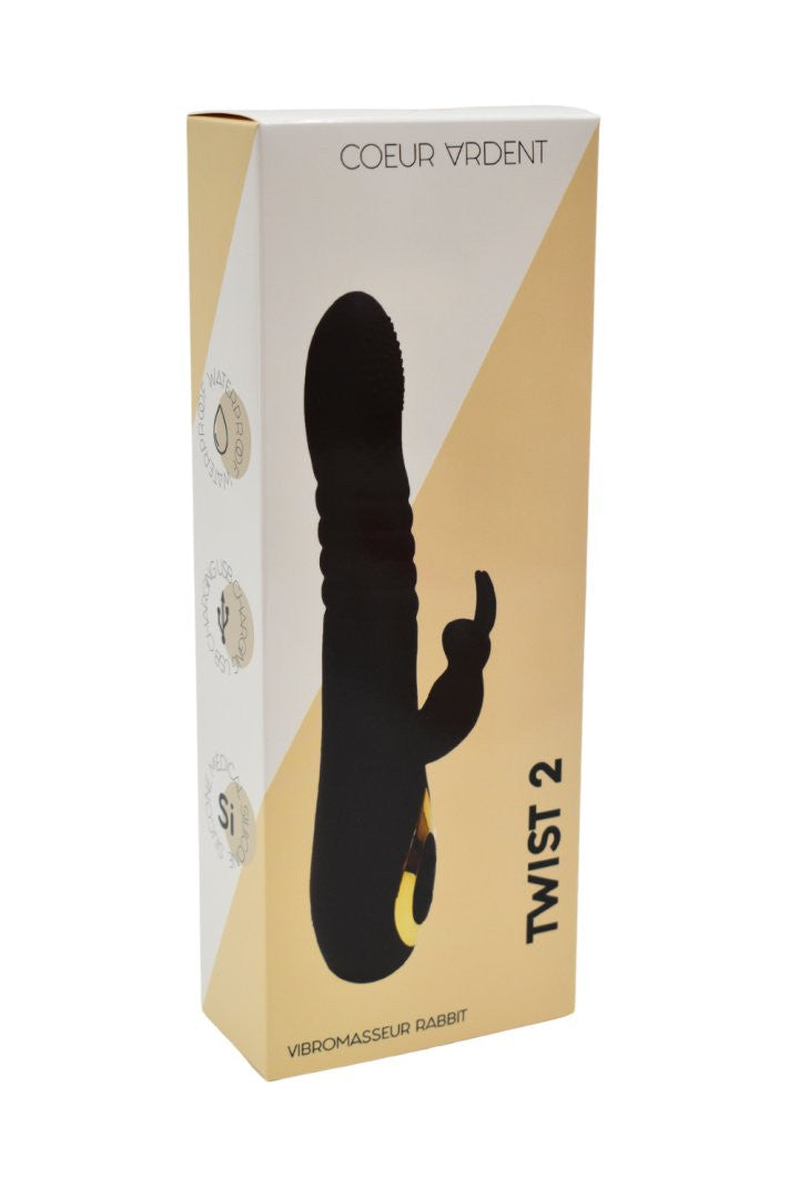 TWIST 2 , Vibromasseur Rabbit va-et-vient USB en silicone médical, doté de 18 modes de stimulation