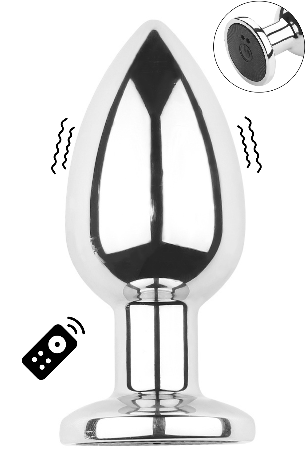 Plug vibrant acier inoxydable anal taille avec télécommande USB BOOTY