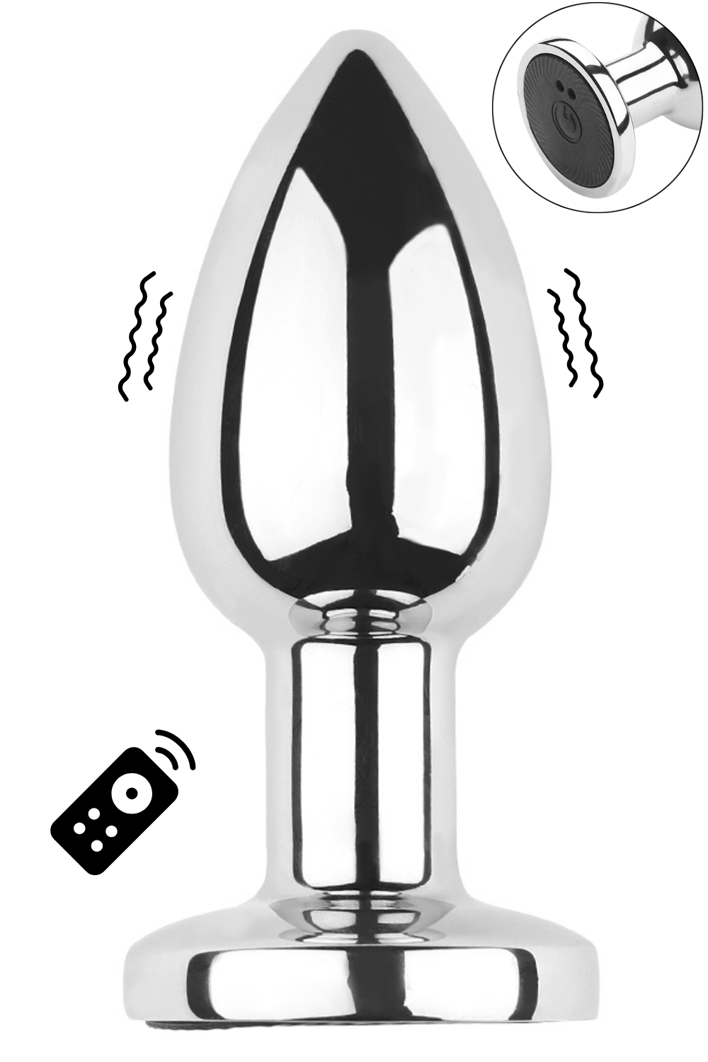 Plug vibrant acier inoxydable anal taille avec télécommande USB BOOTY