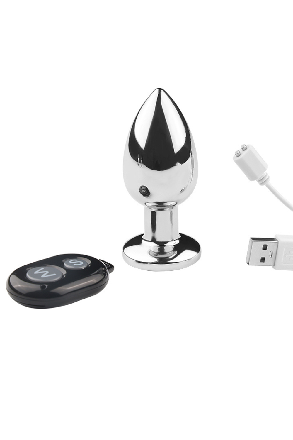 Plug vibrant acier inoxydable anal taille avec télécommande USB BOOTY