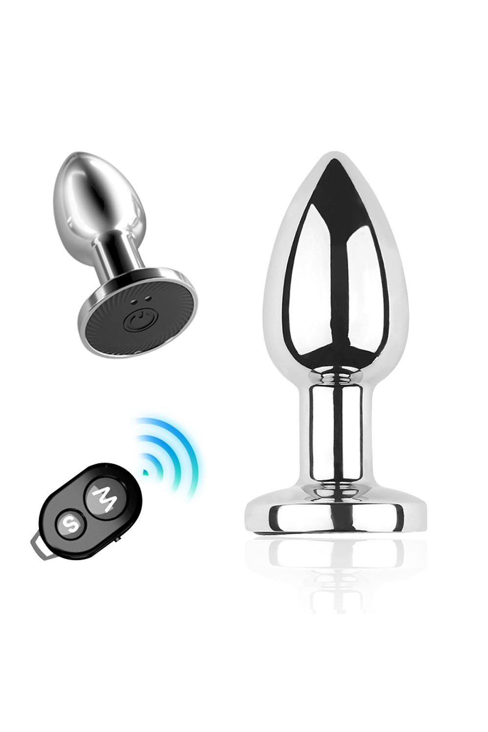 Plug vibrant acier inoxydable anal taille avec télécommande USB BOOTY