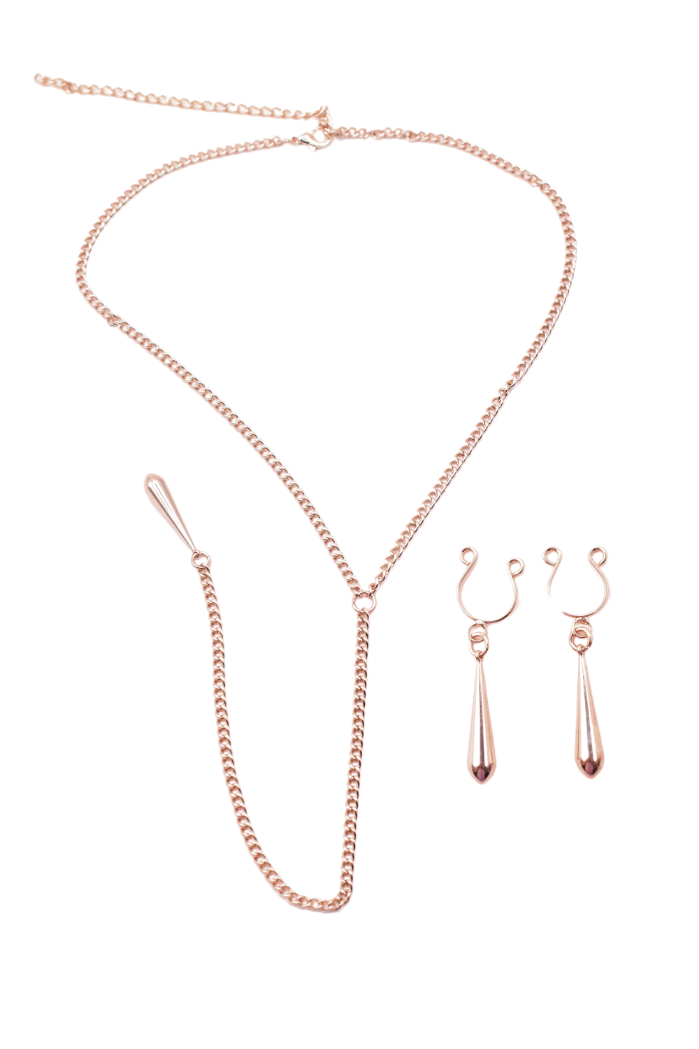 bijoux de corps, pinces de seins goutte et tour de cou chainette