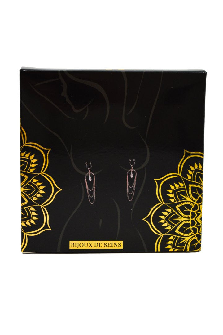 Bijoux de seins avec 3 chainettes doré rose et une perle