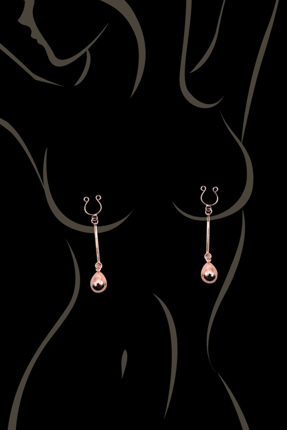 Bijou pince téton, forme perle doré rose