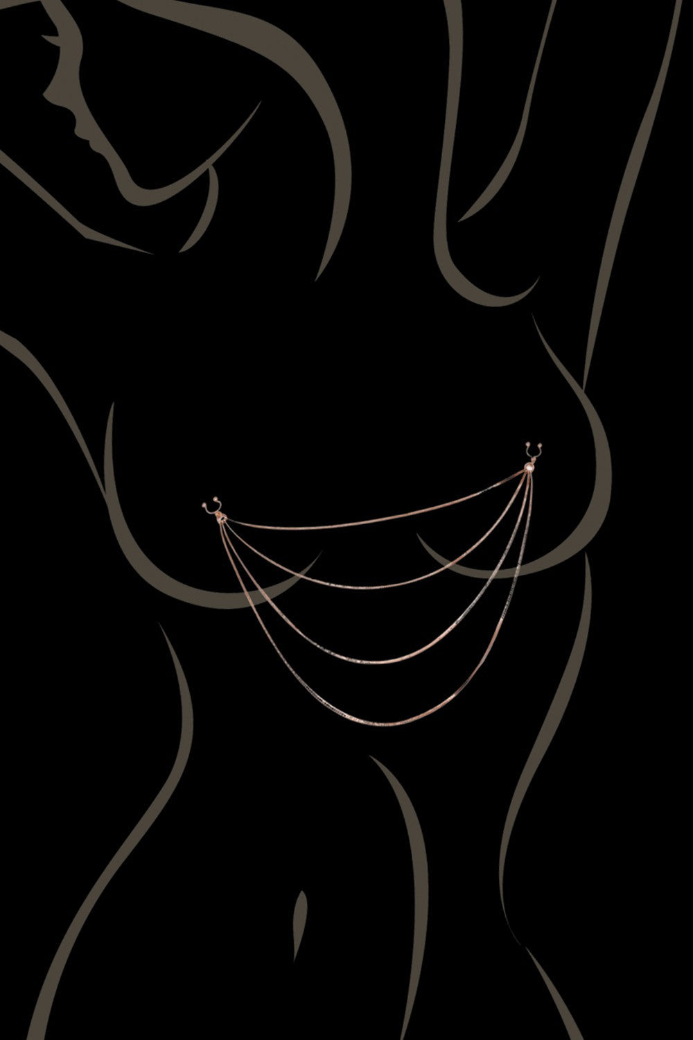 bijou pinces tétons avec 4 chainettes doré rose