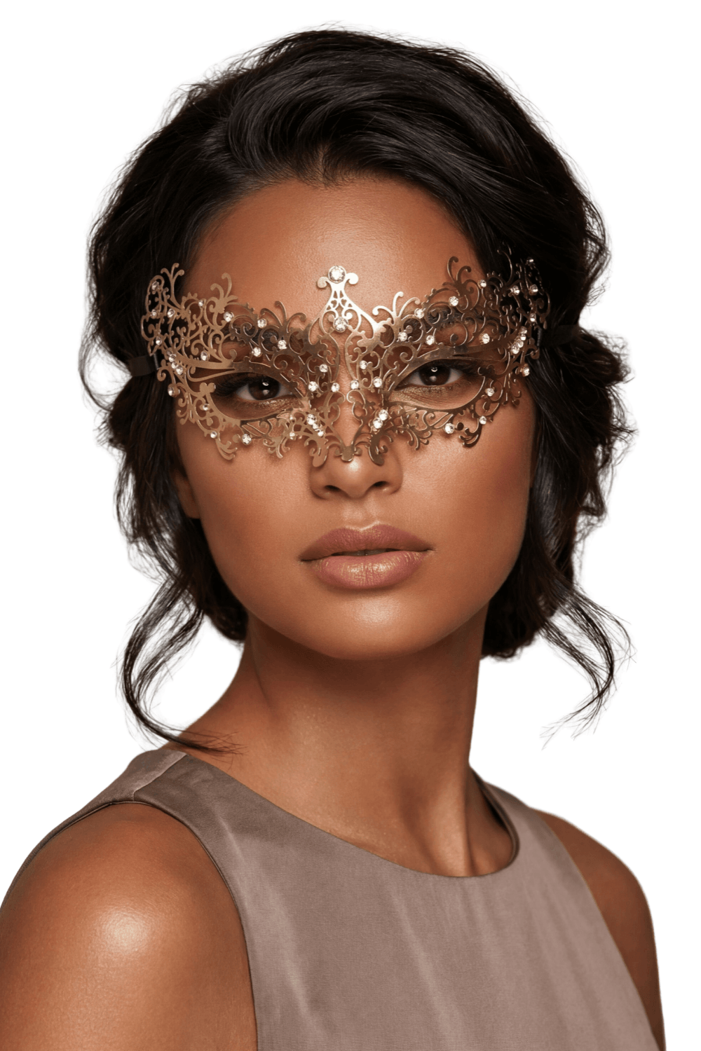 Masque vénitien Chiara rigide avec strass