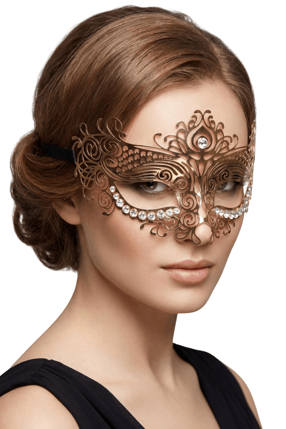 Masque vénitien Ornella rigide avec strass