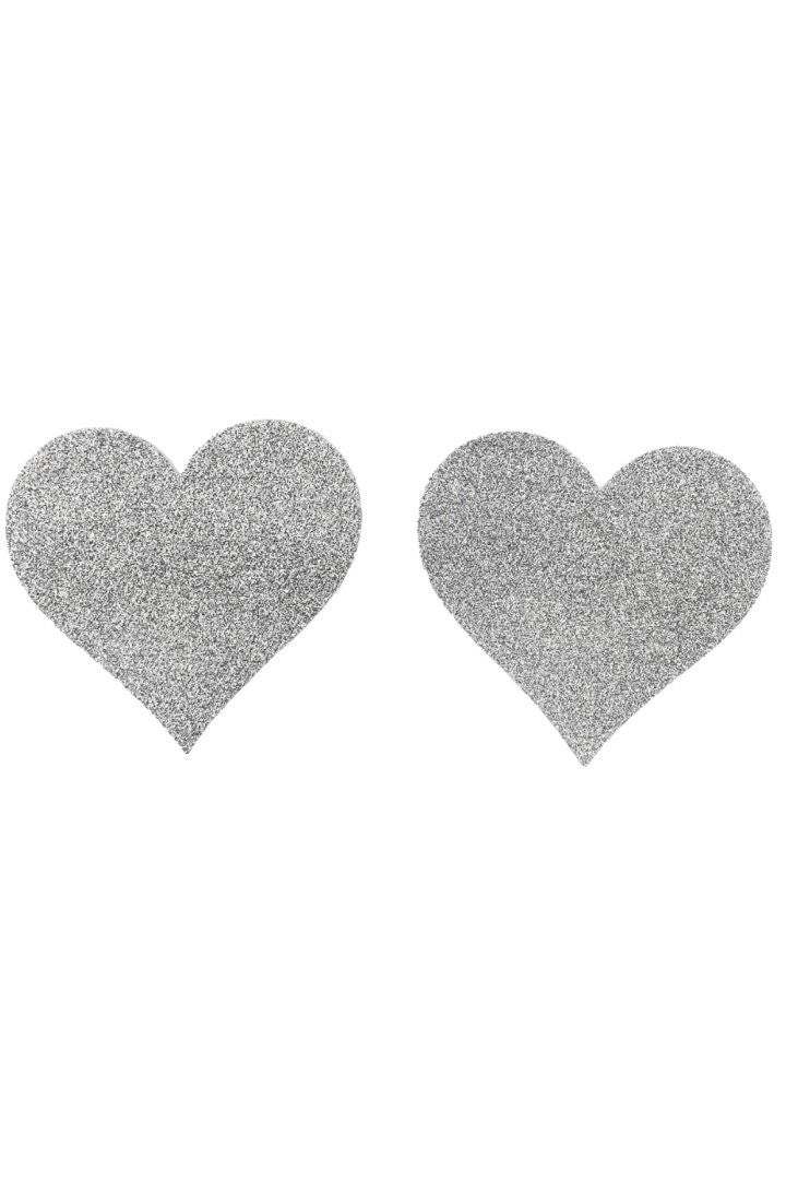 Paire de cache tétons adhésifs coeur pailleté