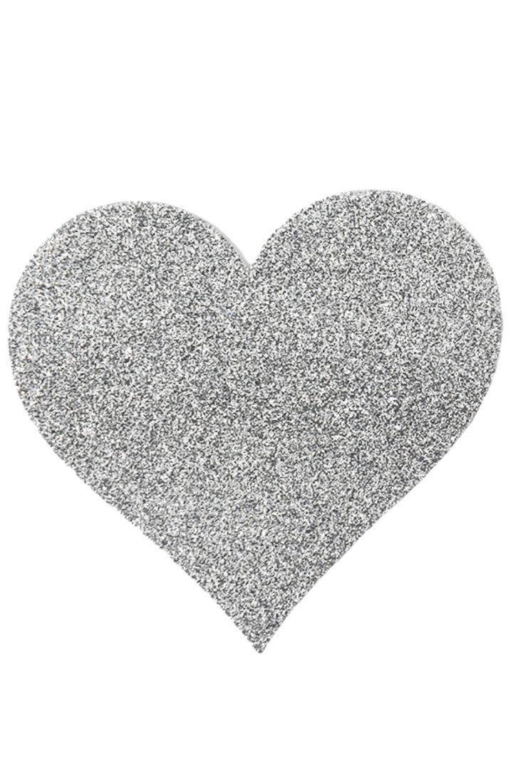 Paire de cache tétons adhésifs coeur pailleté