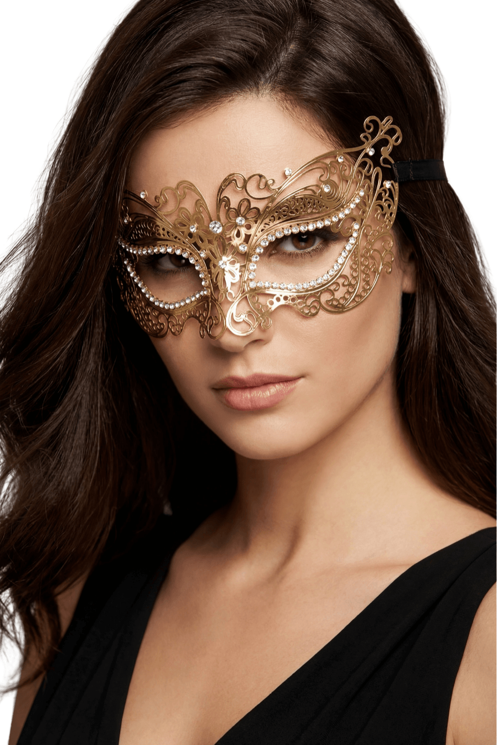 Masque vénitien Alba rigide avec strass