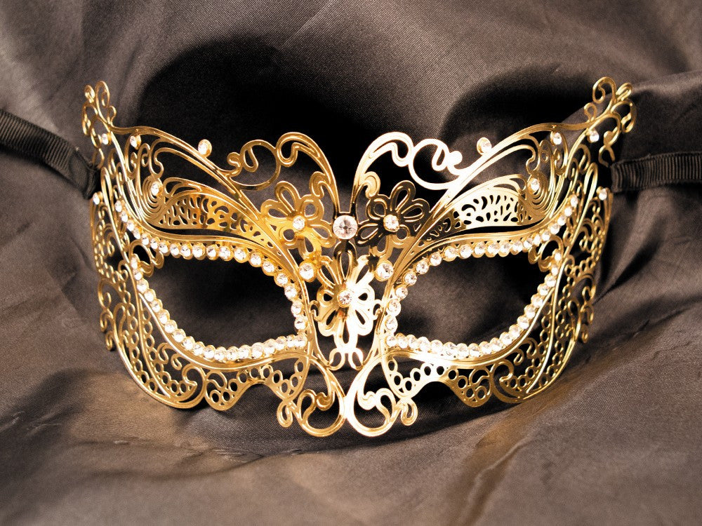 Masque vénitien Alba rigide avec strass