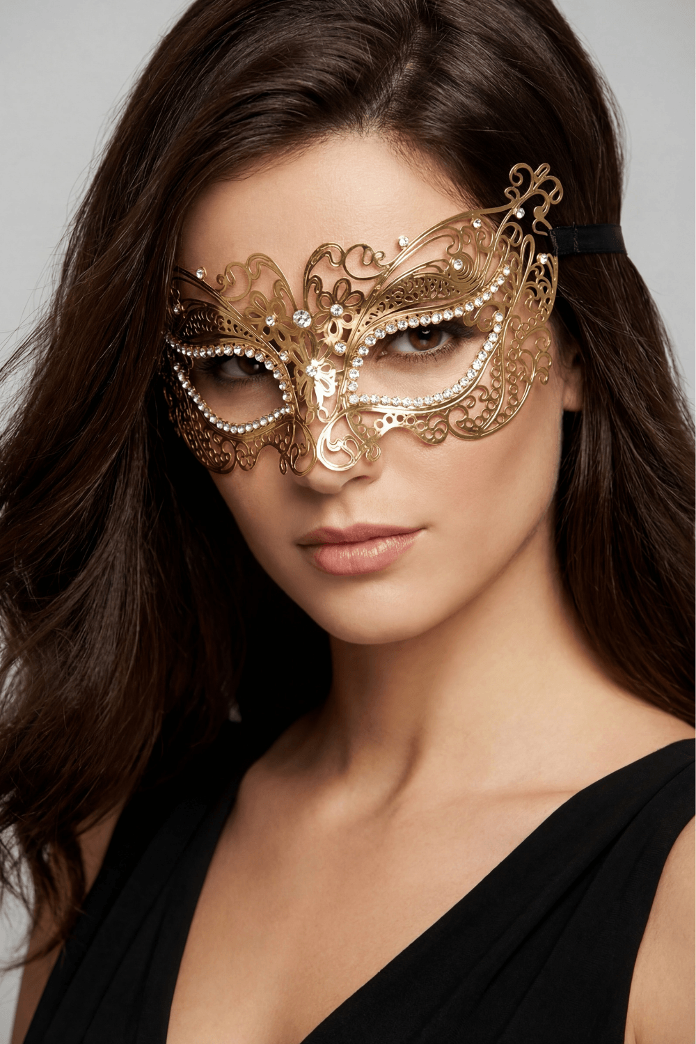 Masque vénitien Alba rigide avec strass