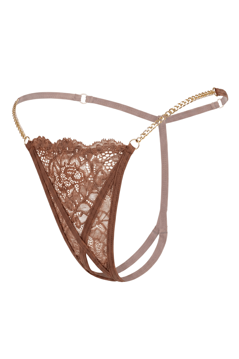 String en dentelle ouvert avec chaînes dorées