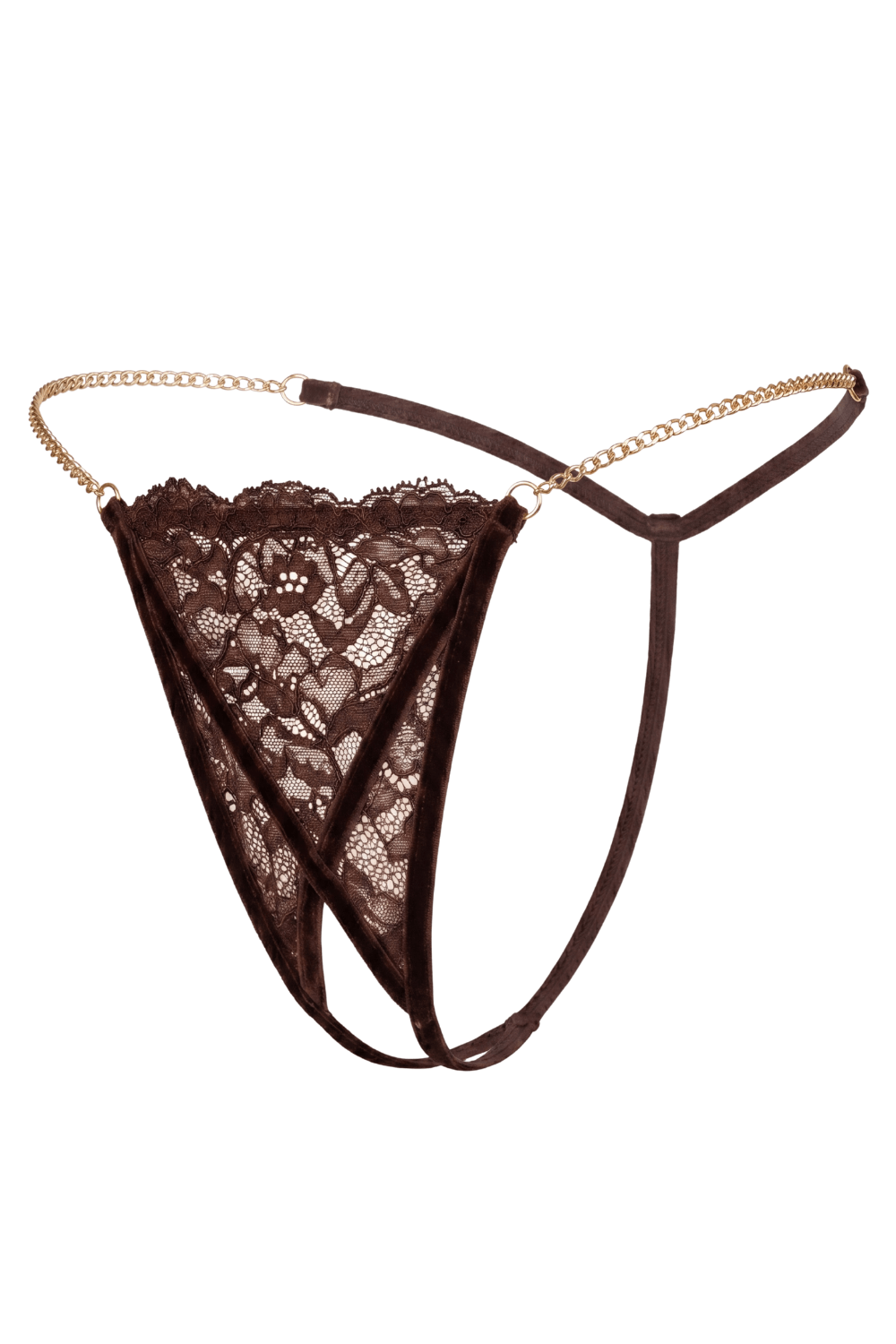String en dentelle ouvert avec chaînes dorées