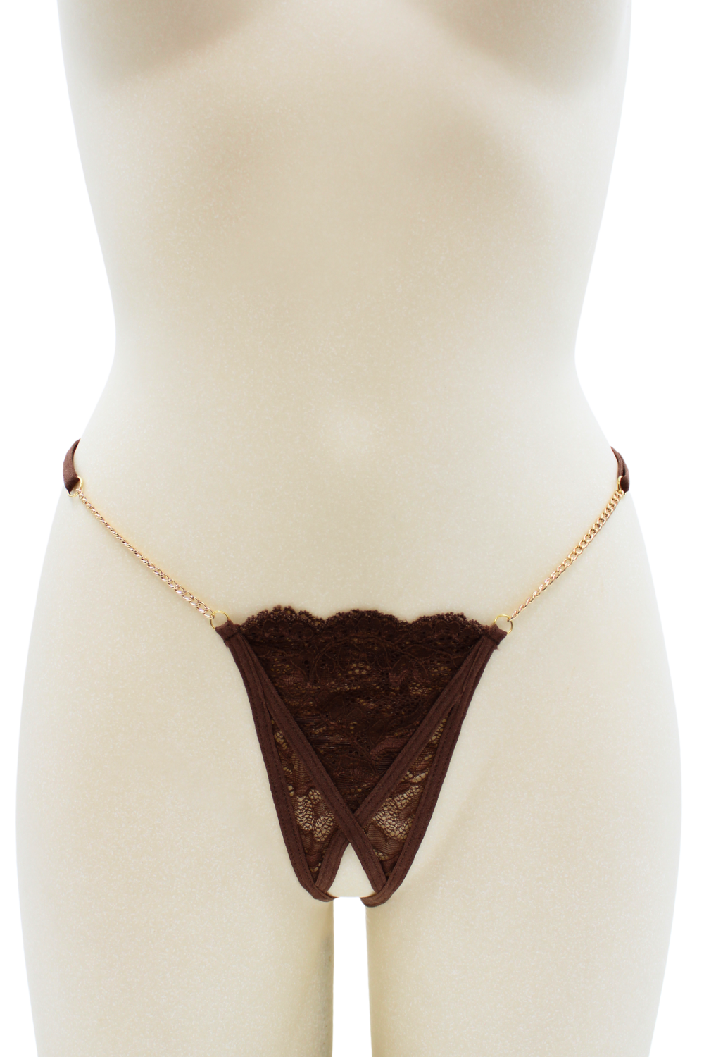 String en dentelle ouvert avec chaînes dorées