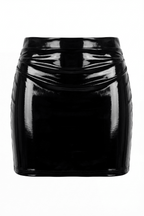 Jupe noire en simili cuir avec zip Lara