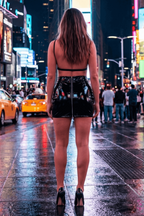 Jupe noire en simili cuir avec zip Lara