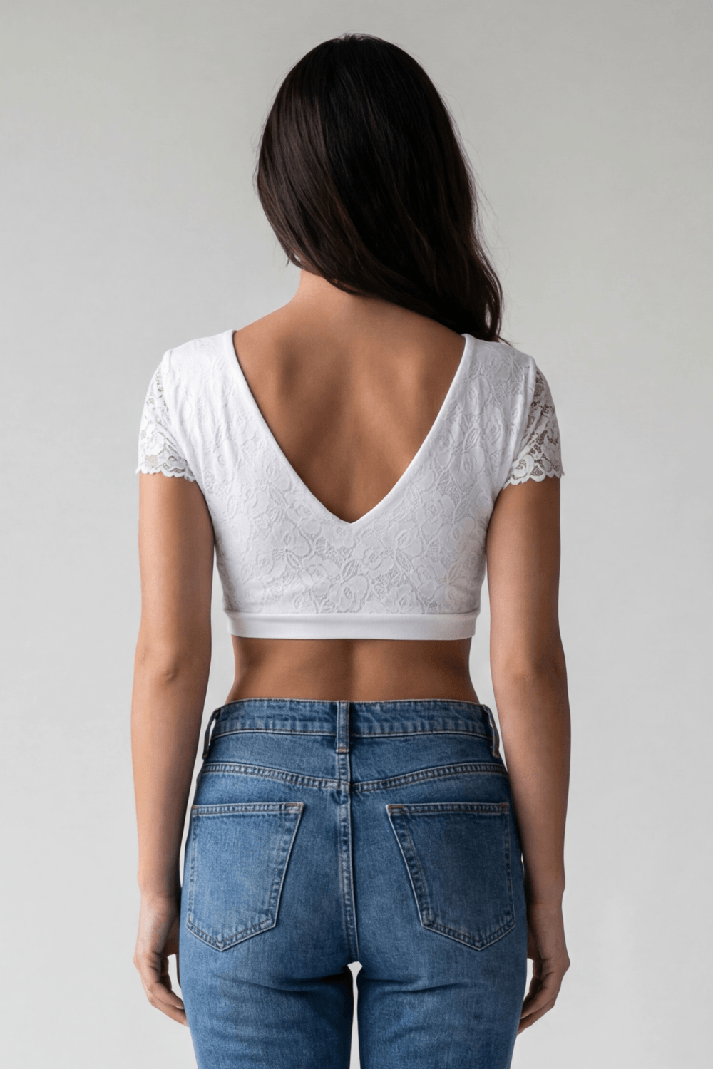 Top sexy court blanc bi matière réversible