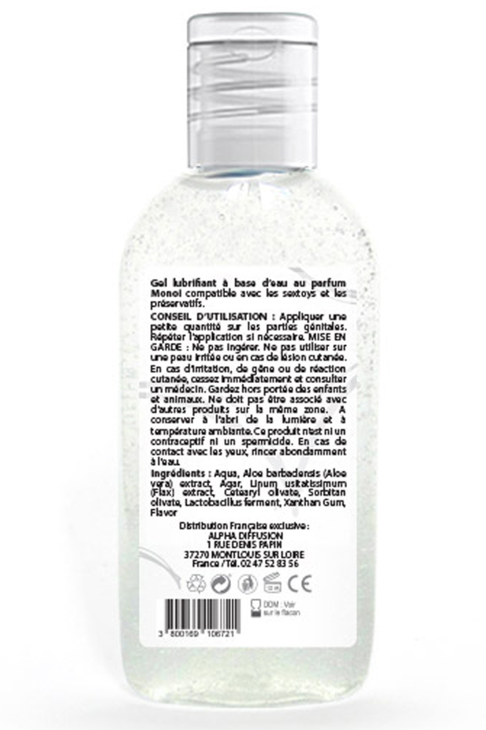 Lubrifiant à base d'eau 100% naturel Monoï 90 ml