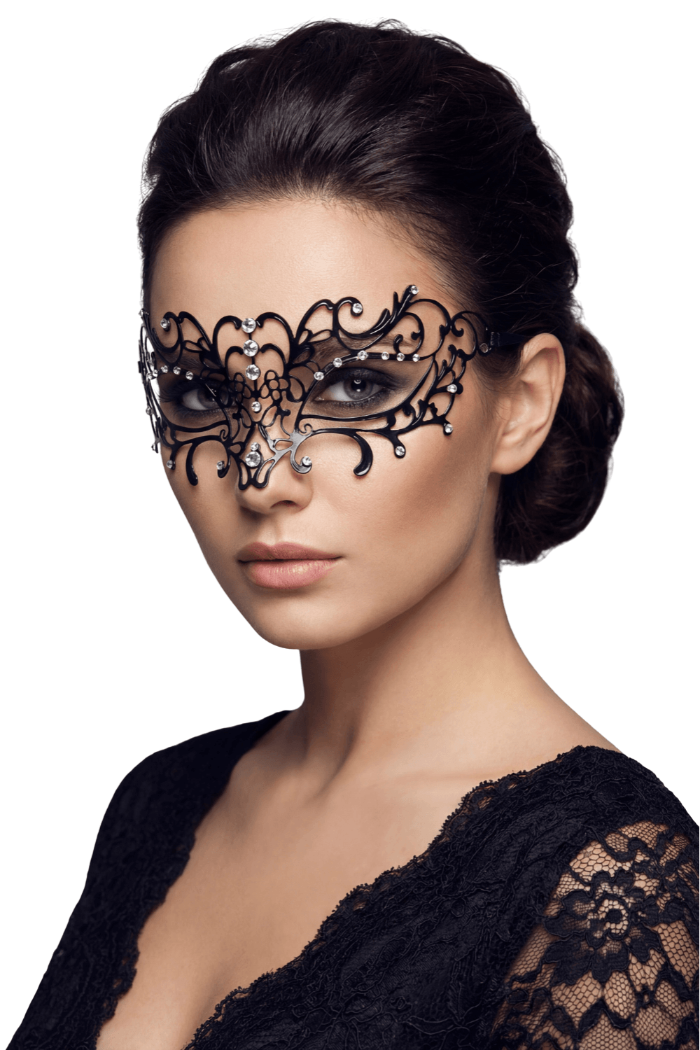 Masque vénitien Elena rigide avec strass