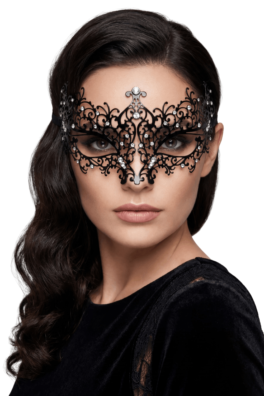 Masque vénitien Chiara rigide avec strass