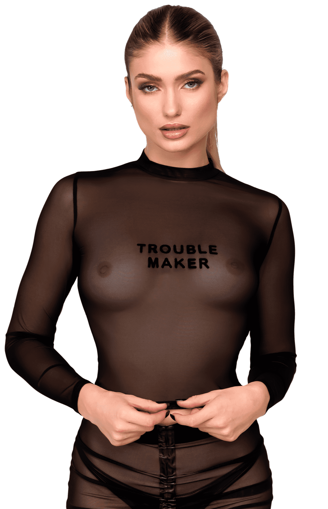 F389 Top transparent noir