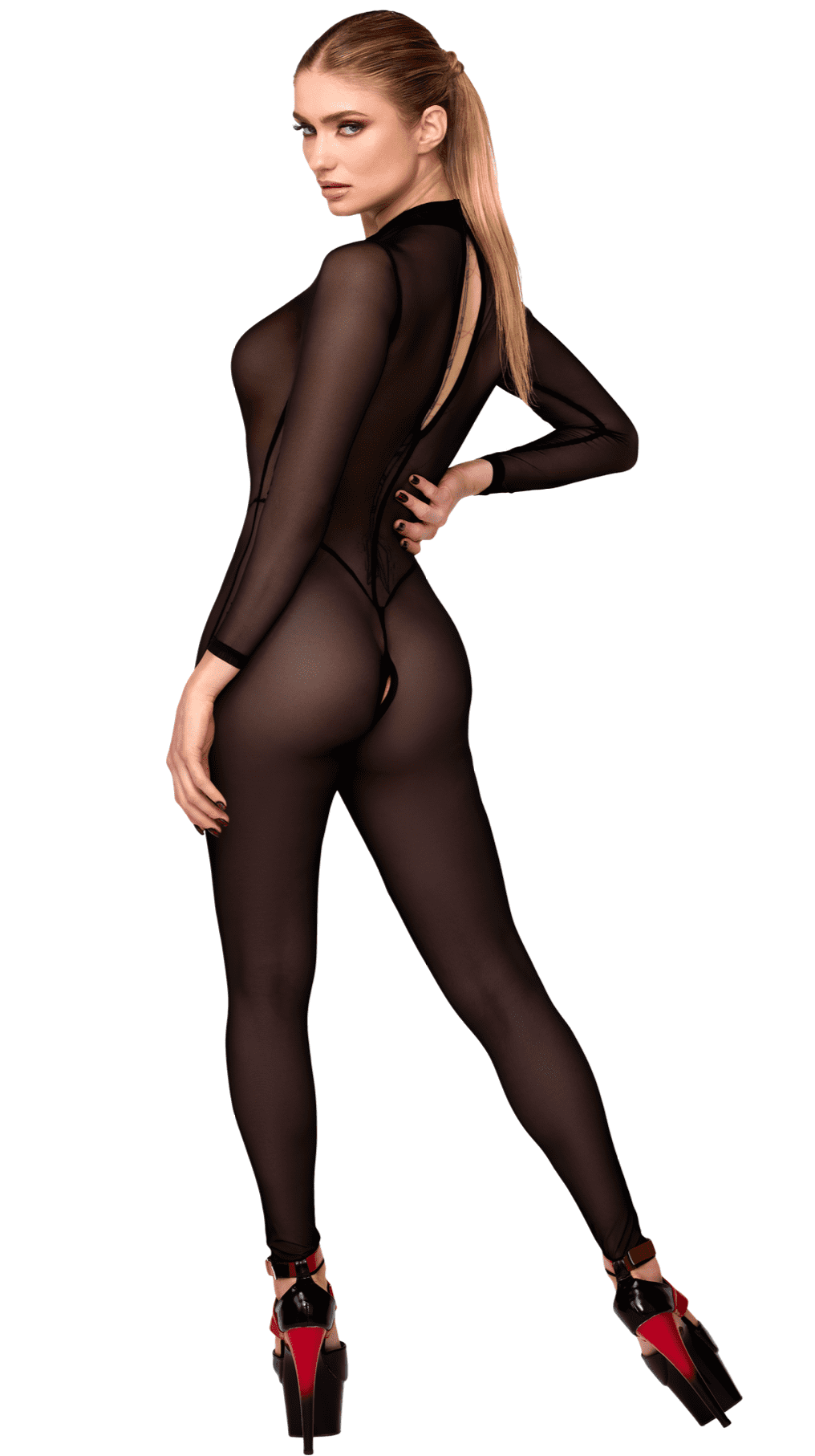 F387 Catsuit transparent noir