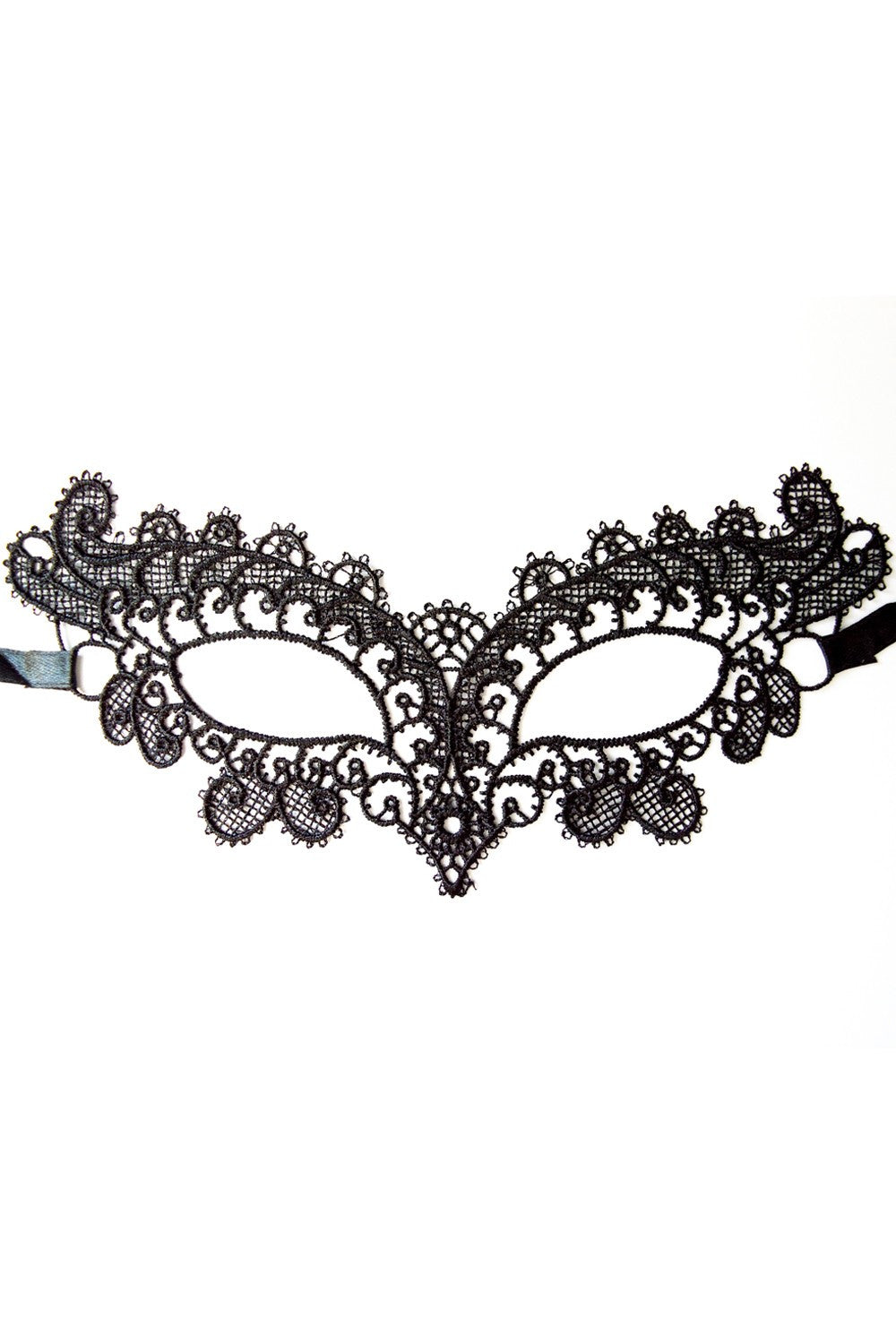 Masque loup en dentelle noire brodée – Modèle 02