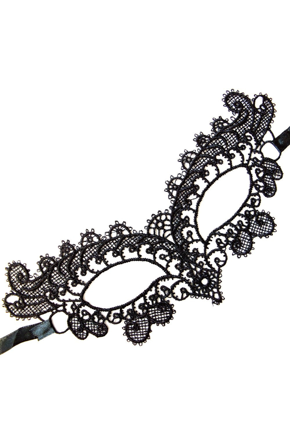 Masque loup en dentelle noire brodée – Modèle 02