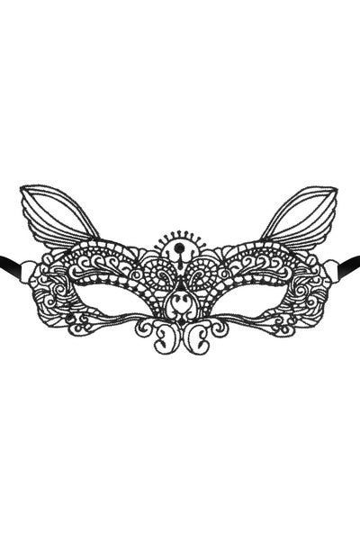 Masque loup en dentelle noire brodée – Modèle 04