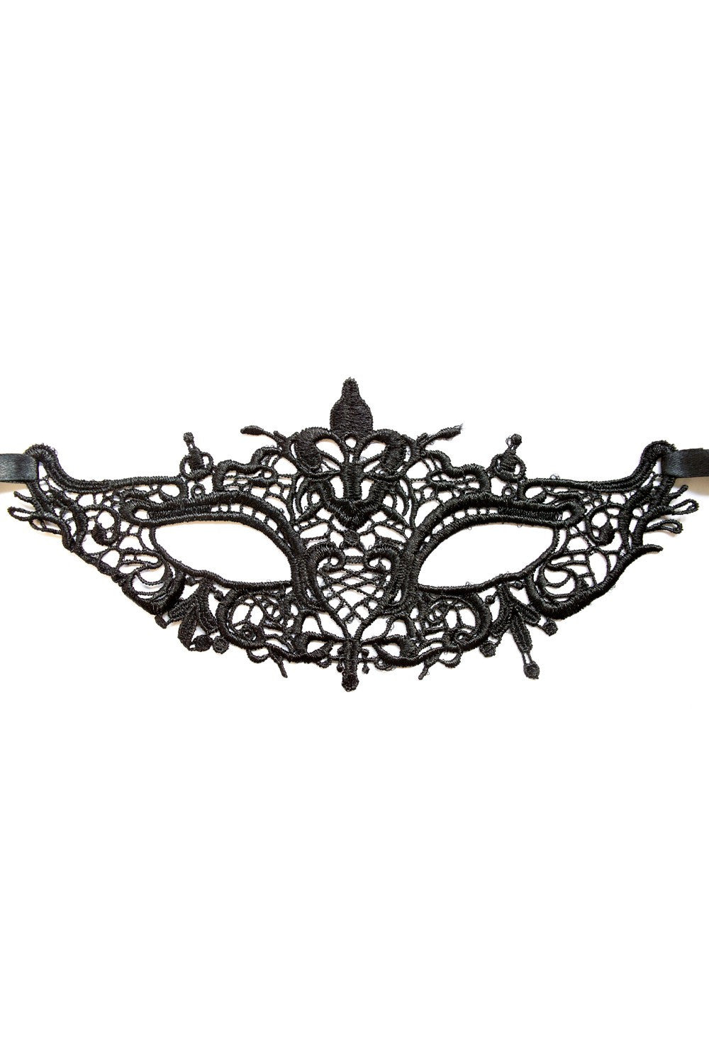 Masque loup en dentelle noire brodée – Modèle 06