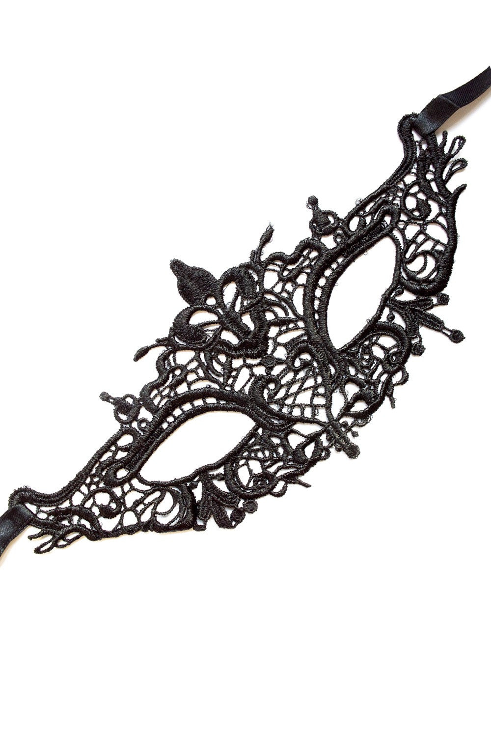 Masque loup en dentelle noire brodée – Modèle 06
