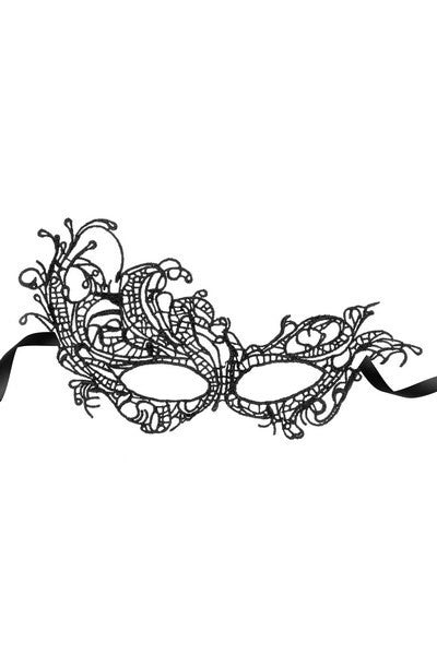 Masque loup en dentelle noire brodée – Modèle 08